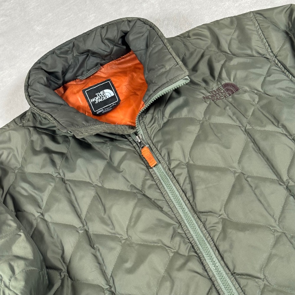 The North Face Quilted Puffer Jacket Mens XL Green Full Zip Ripstop Insulated